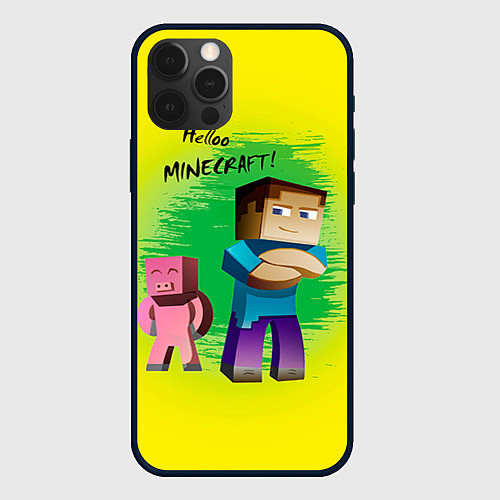 Чехол iPhone 12 Pro Max Hello Minecraft / 3D-Черный – фото 1