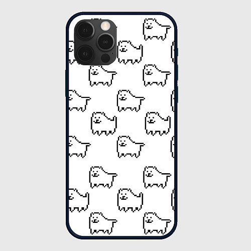 Чехол iPhone 12 Pro Max Undertale Annoying dog white / 3D-Черный – фото 1