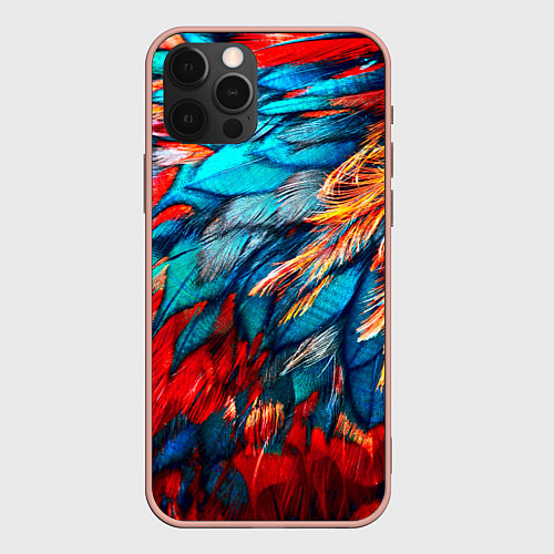 Чехол iPhone 12 Pro Max Перья / 3D-Светло-розовый – фото 1