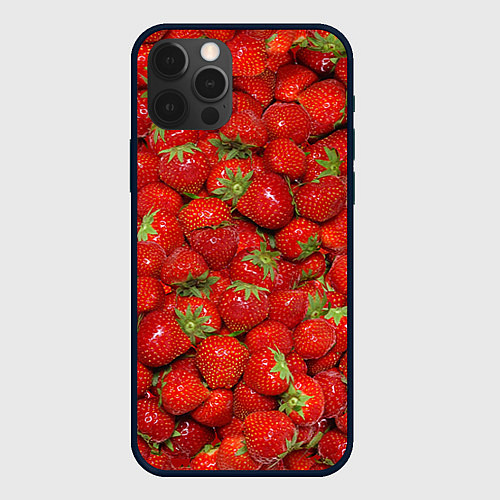 Чехол iPhone 12 Pro Max Клубнички / 3D-Черный – фото 1