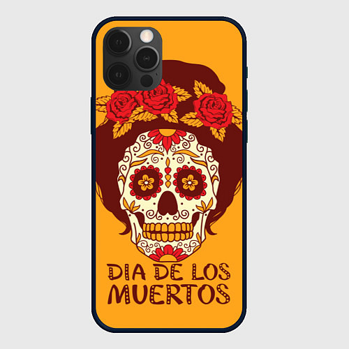 Чехол iPhone 12 Pro Max Мексиканский череп / 3D-Черный – фото 1