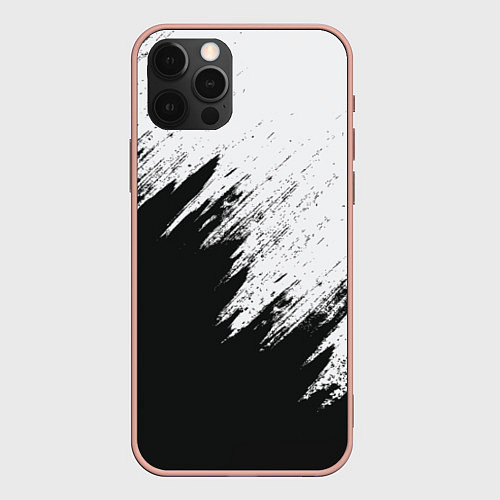 Чехол iPhone 12 Pro Max Черно-белый разрыв / 3D-Светло-розовый – фото 1