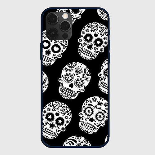 Чехол iPhone 12 Pro Max Черепа / 3D-Черный – фото 1