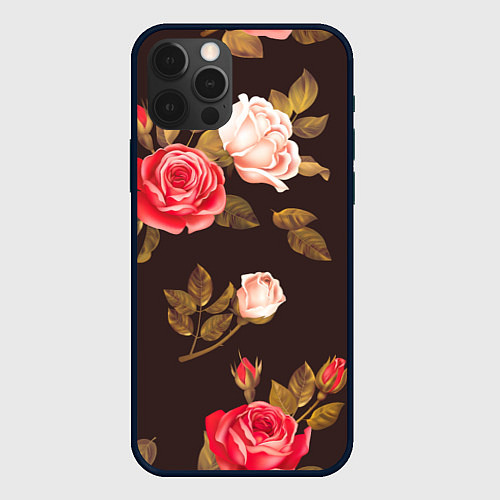 Чехол iPhone 12 Pro Мотив из роз / 3D-Черный – фото 1