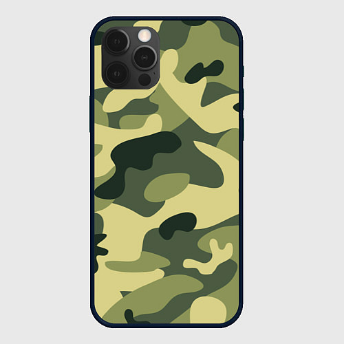 Чехол iPhone 12 Pro Камуфляж: зеленый/хаки / 3D-Черный – фото 1