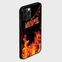 Чехол для iPhone 12 Pro Андрей - кулон на цепи в огне, цвет: 3D-черный — фото 2