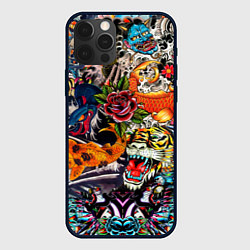 Чехол для iPhone 12 Pro Dsquared tatoo, цвет: 3D-черный