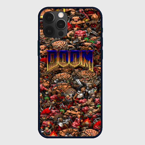 Чехол iPhone 12 Pro DOOM: Pixel Monsters / 3D-Черный – фото 1