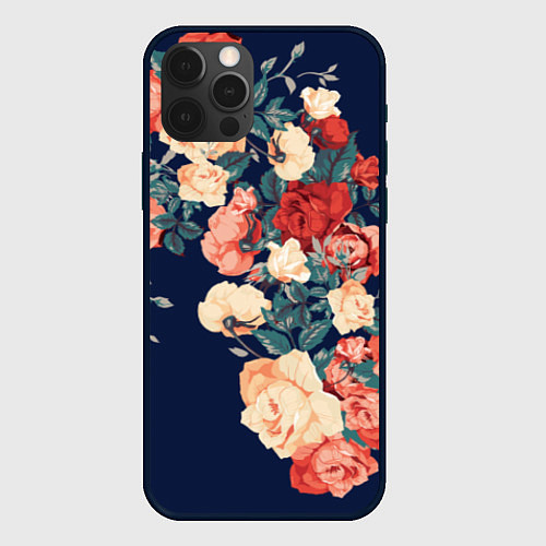 Чехол iPhone 12 Pro Fashion flowers / 3D-Черный – фото 1