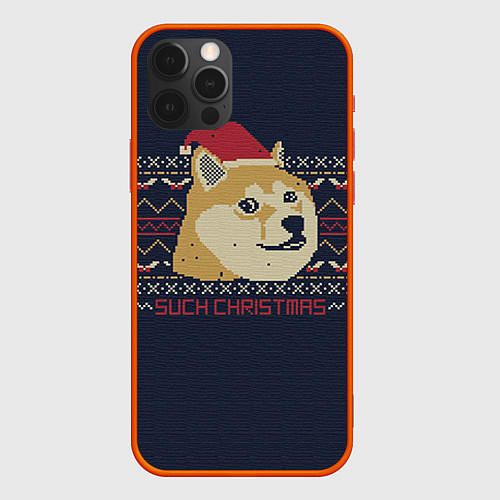 Чехол iPhone 12 Pro Doge Such Christmas / 3D-Красный – фото 1