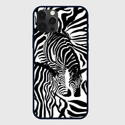 Чехол для iPhone 12 Pro Полосатая зебра, цвет: 3D-черный