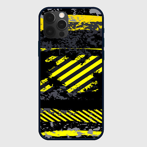 Чехол iPhone 12 Pro Grunge Line / 3D-Черный – фото 1