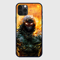 Чехол для iPhone 12 Pro Disturbed: Monster Flame, цвет: 3D-черный
