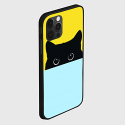 Чехол для iPhone 12 Pro Черный кот выглядывает, цвет: 3D-черный — фото 2