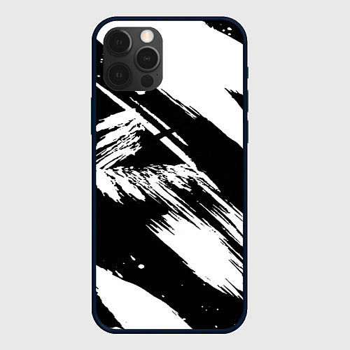 Чехол iPhone 12 Pro Чёрно-белый / 3D-Черный – фото 1