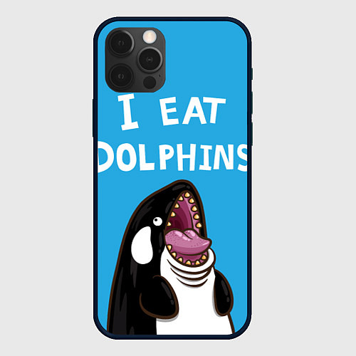 Чехол iPhone 12 Pro I eat dolphins / 3D-Черный – фото 1
