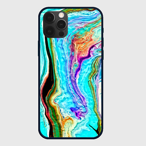 Чехол iPhone 12 Pro Цветные разводы / 3D-Черный – фото 1
