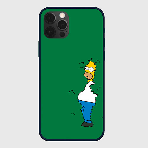 Чехол iPhone 12 Pro Гомер в кустах / 3D-Черный – фото 1