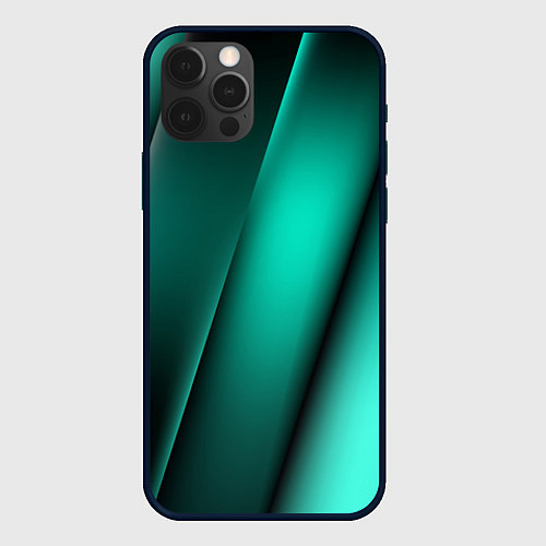 Чехол iPhone 12 Pro Emerald lines / 3D-Черный – фото 1