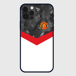 Чехол для iPhone 12 Pro Man United FC: Grey Polygons, цвет: 3D-черный