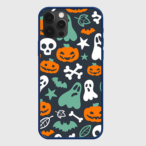 Чехол iPhone 12 Pro Halloween Monsters / 3D-Тёмно-синий – фото 1