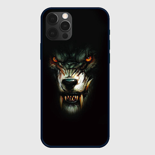 Чехол iPhone 12 Pro Оскал волка / 3D-Черный – фото 1