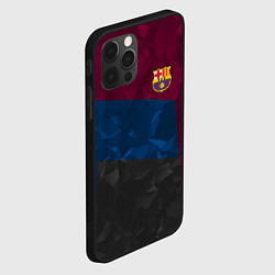 Чехол для iPhone 12 Pro FC Barcelona: Dark polygons, цвет: 3D-черный — фото 2