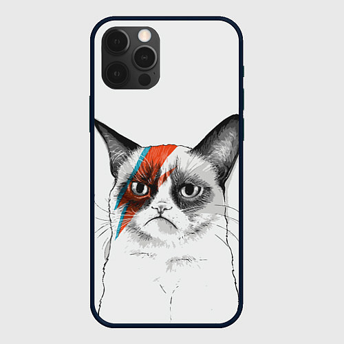 Чехол iPhone 12 Pro David Bowie: Grumpy cat / 3D-Черный – фото 1