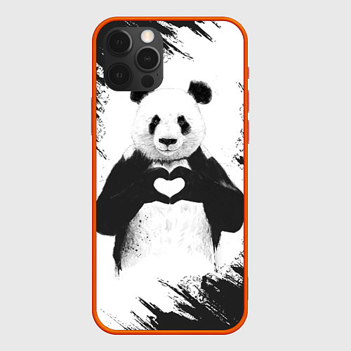 Чехол iPhone 12 Pro Panda Love / 3D-Красный – фото 1