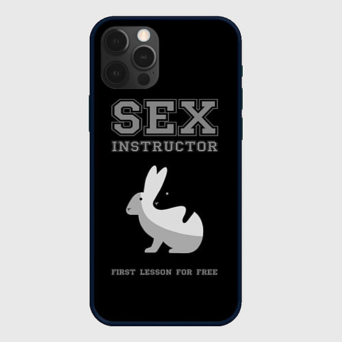 Чехол iPhone 12 Pro Sex Instructor - first lesson for free / 3D-Черный – фото 1