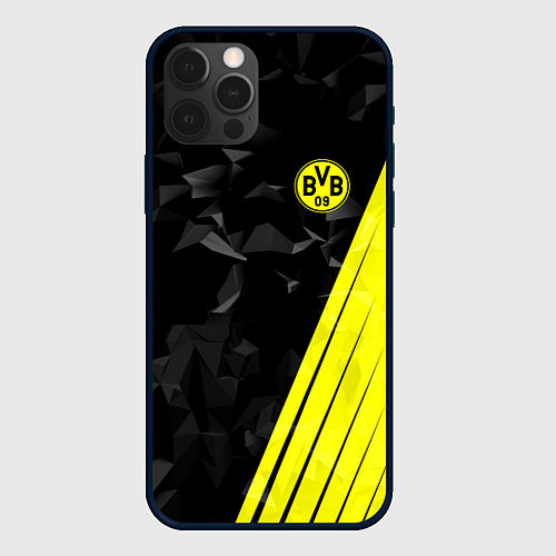 Чехол iPhone 12 Pro FC Borussia Dortmund: Abstract / 3D-Черный – фото 1