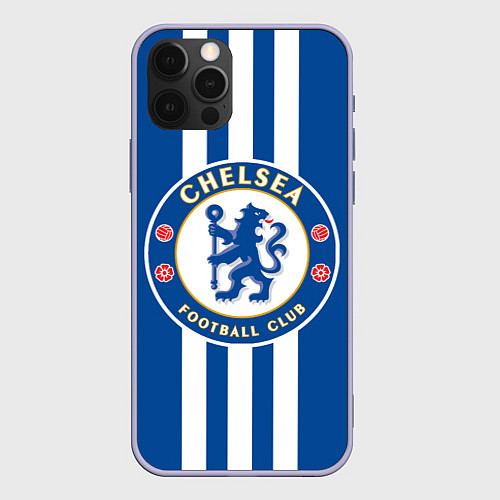 Чехол iPhone 12 Pro FC Chelsea: Gold Lines / 3D-Светло-сиреневый – фото 1