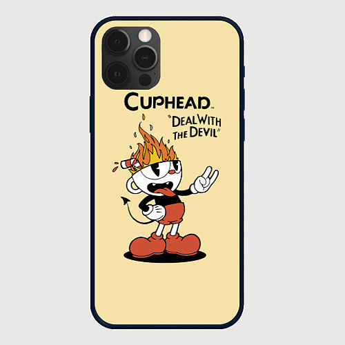 Чехол iPhone 12 Pro Cuphead: Flame Mugman / 3D-Черный – фото 1