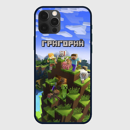 Чехол iPhone 12 Pro Майнкрафт: Григорий / 3D-Черный – фото 1