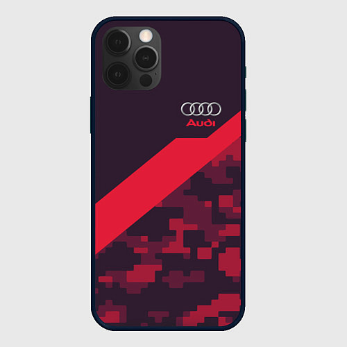 Чехол iPhone 12 Pro Audi: Red Pixel / 3D-Черный – фото 1