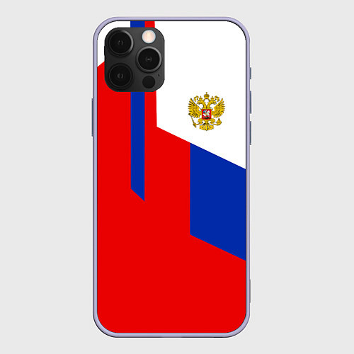 Чехол iPhone 12 Pro Russia: Geometry Tricolor / 3D-Светло-сиреневый – фото 1
