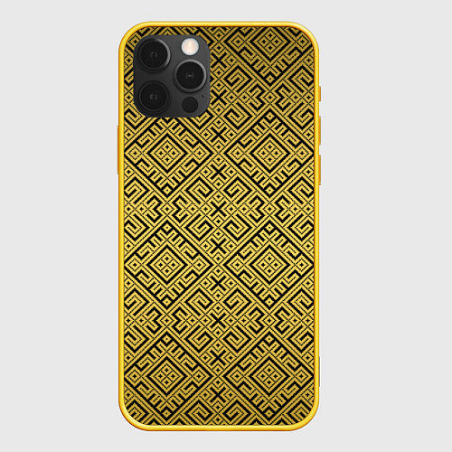 Чехол iPhone 12 Pro Обережная вышивка / 3D-Желтый – фото 1
