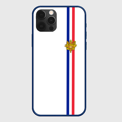 Чехол iPhone 12 Pro Франция: лента с гербом / 3D-Тёмно-синий – фото 1