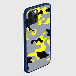 Чехол для iPhone 12 Pro Yellow & Grey Camouflage, цвет: 3D-тёмно-синий — фото 2