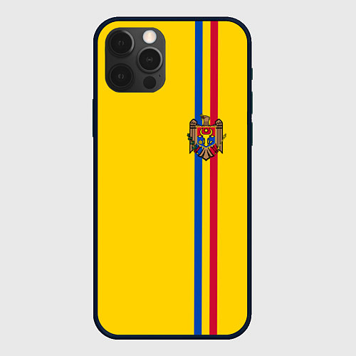 Чехол iPhone 12 Pro Молдавия: лента с гербом / 3D-Черный – фото 1