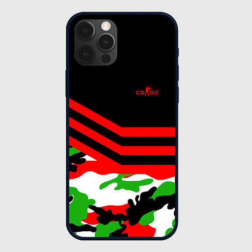Чехол iPhone 12 Pro CS:GO Red Camo / 3D-Черный – фото 1