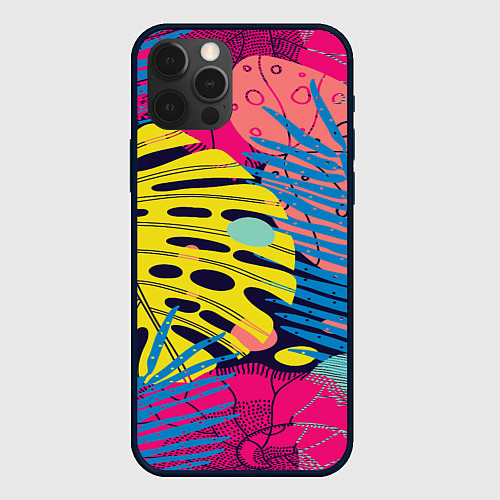 Чехол iPhone 12 Pro Тропическая мода / 3D-Черный – фото 1