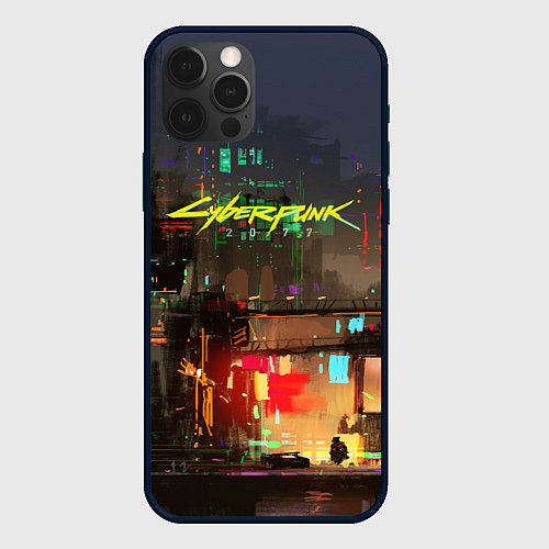 Чехол iPhone 12 Pro Cyberpunk 2077: Night City / 3D-Черный – фото 1