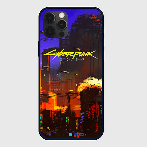 Чехол iPhone 12 Pro Cyberpunk 2077: Night City / 3D-Черный – фото 1