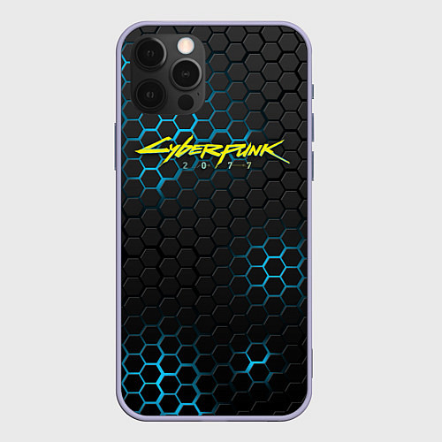 Чехол iPhone 12 Pro Cyberpunk 2077: Blue Carbon / 3D-Светло-сиреневый – фото 1