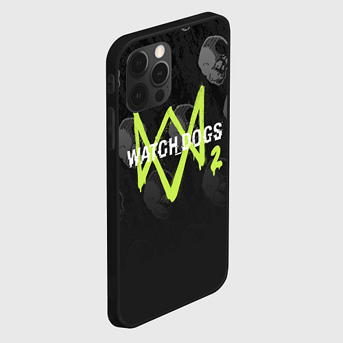 Чехол iPhone 12 Pro Watch Dogs 2: Skulls Pattern / 3D-Черный – фото 2