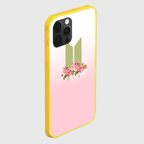 Чехол iPhone 12 Pro BTS: Pink Flowers / 3D-Желтый – фото 2