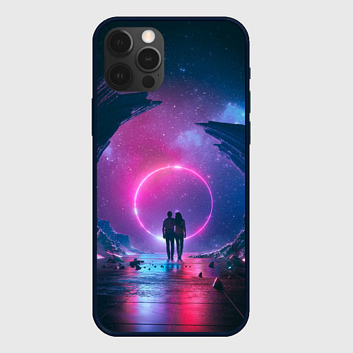 Чехол iPhone 12 Pro Любовь в космосе / 3D-Черный – фото 1
