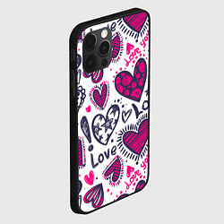 Чехол для iPhone 12 Pro Love - pink hearts, цвет: 3D-черный — фото 2