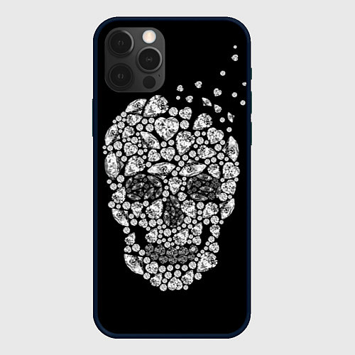 Чехол iPhone 12 Pro Diamond Skull / 3D-Черный – фото 1